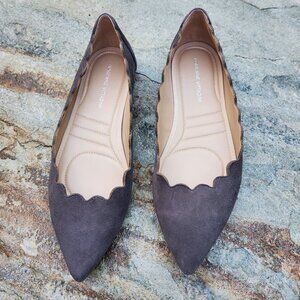 Adrienne Vittadini FOX ballet flats, grey suede, womans size 10